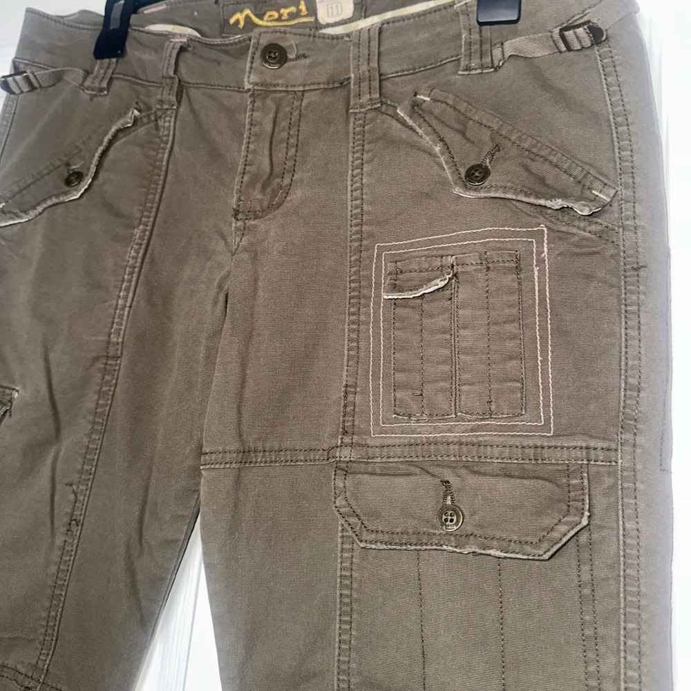 Y2K Nori Utility Olive Green Pants with Wide leg Size 11